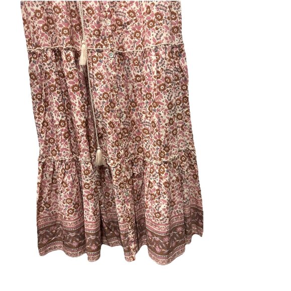 Faherty Women’s Orinda Floral Earth Peasant Sleeve Bohemian Maxi Sundress Medium - Picture 11 of 15